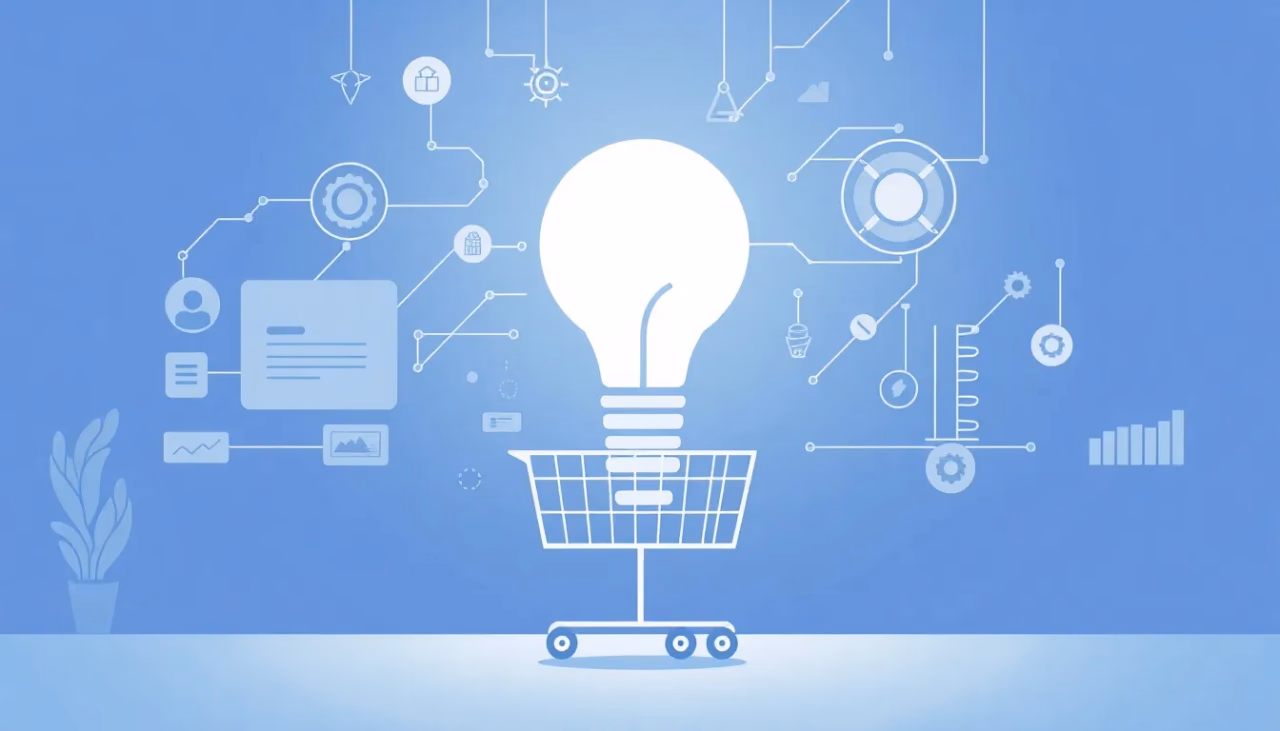Technologische Darstellung von Künstlicher Intelligenz im E-Commerce