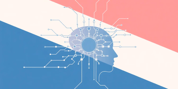 Technische Illustration von Künstlicher Intelligenz in der Cyberpsychologie.