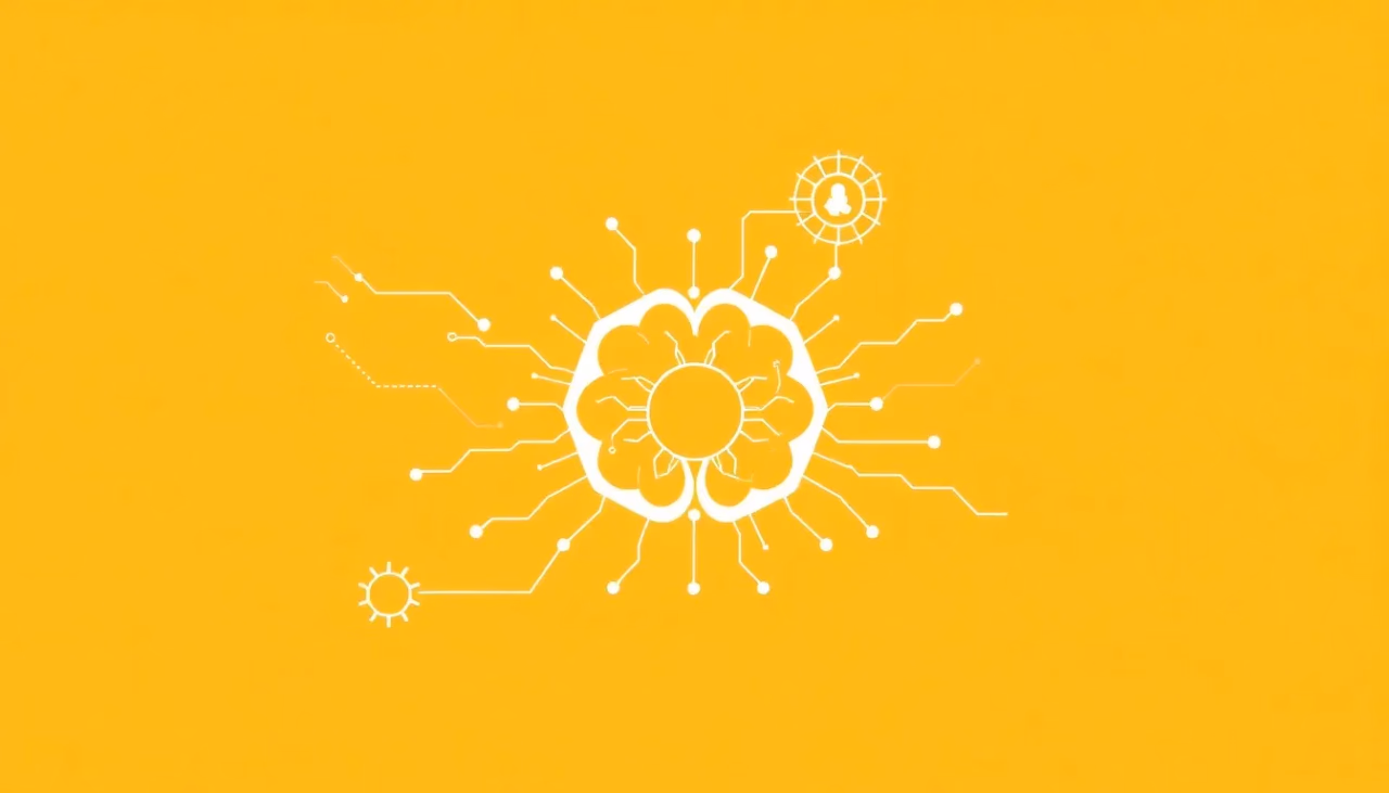 Eine minimalistische Illustration, die Künstliche Intelligenz in der Finanztechnologie darstellt.