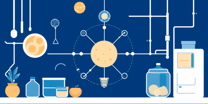 Technische Illustration der KI in der Lebensmittelverarbeitung