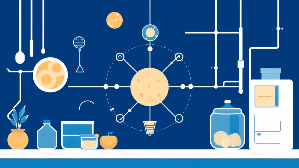 Technische Illustration der KI in der Lebensmittelverarbeitung