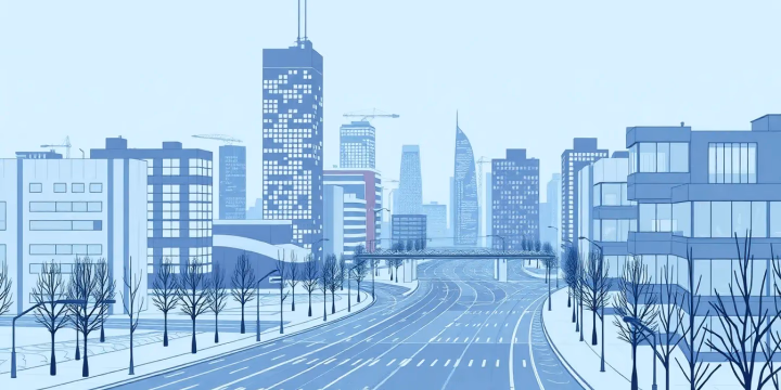 Technologische Illustration von Künstlicher Intelligenz in einer Smart City
