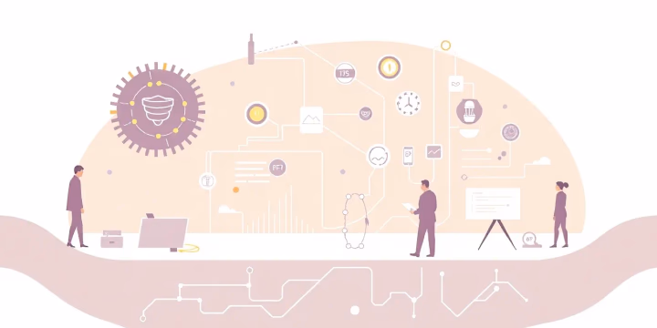 Minimalistische technische Illustration zu Künstlicher Intelligenz und Citizen Science