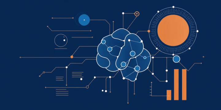Technische Illustration zu künstlicher Intelligenz und Datenvisualisierung