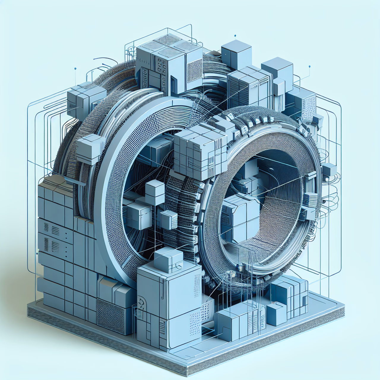 Illustration eines großen Sprachmodells, das Daten verarbeitet und analysiert.