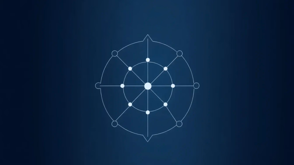 Minimalistic illustration depicting quantum algorithms in AI