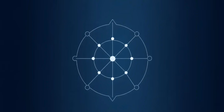 Minimalistic illustration depicting quantum algorithms in AI