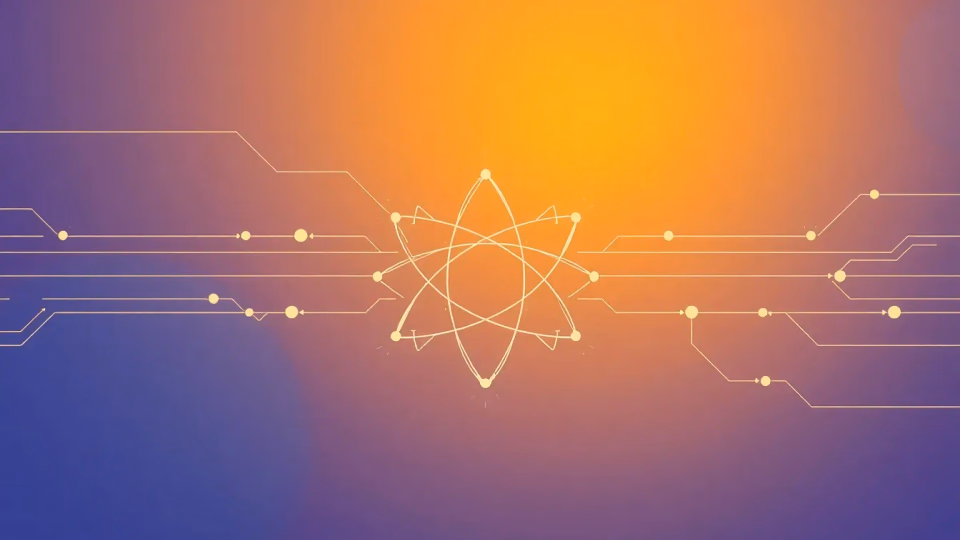 Technische Illustrationen von Quantencomputing und KI-Anwendungen