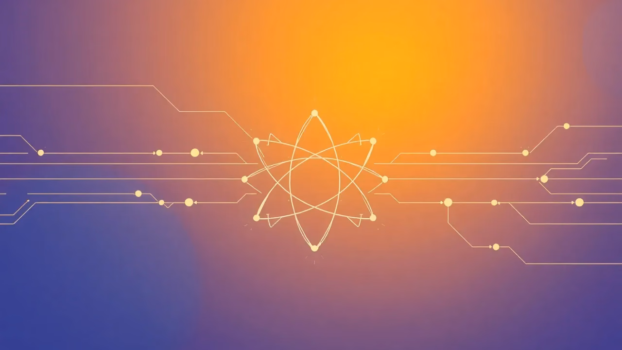 Technische Illustrationen von Quantencomputing und KI-Anwendungen