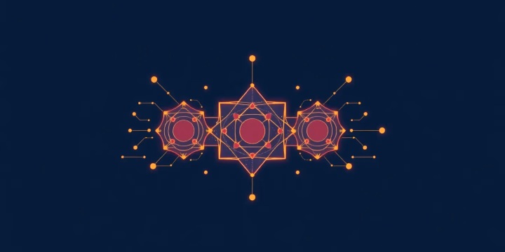 Abstrakte technische Illustration von Quantencomputing in der künstlichen Intelligenz