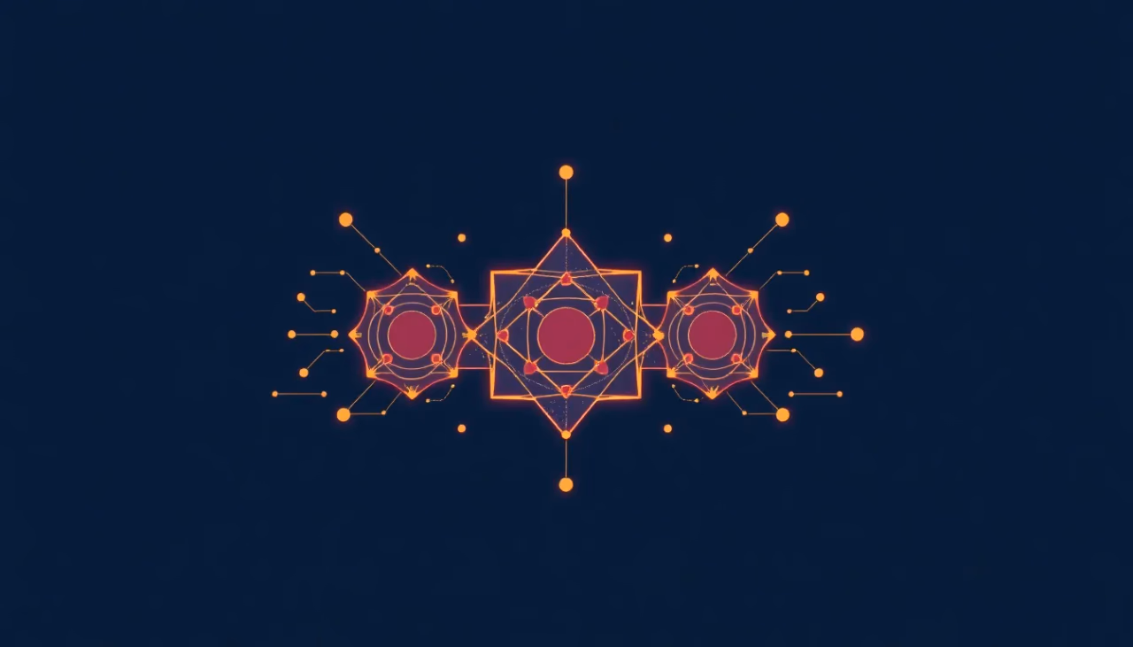 Abstrakte technische Illustration von Quantencomputing in der künstlichen Intelligenz