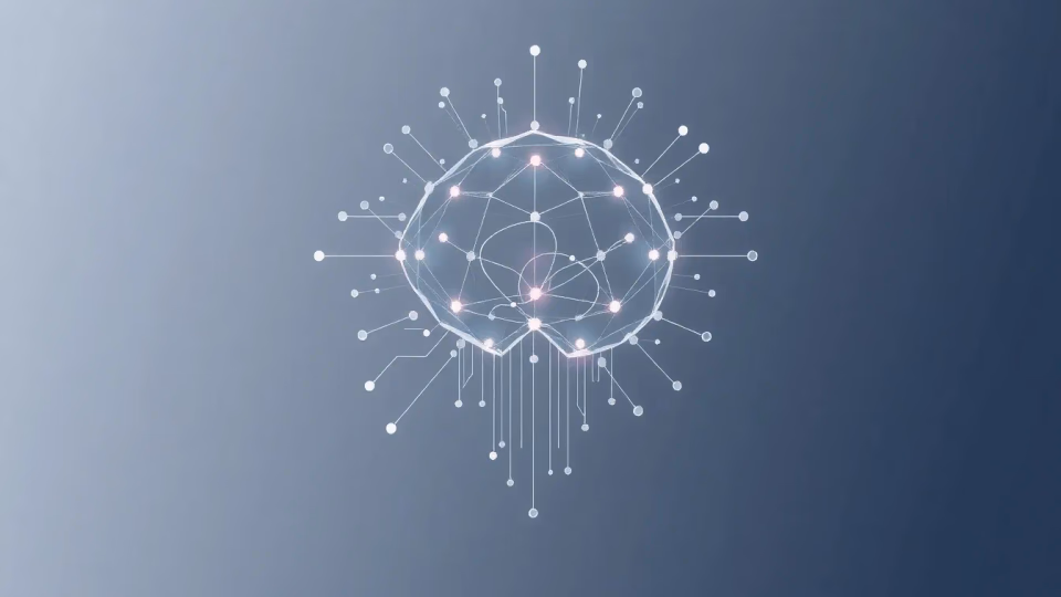 Eine minimalistische technische Illustration von transformierender Künstlicher Intelligenz