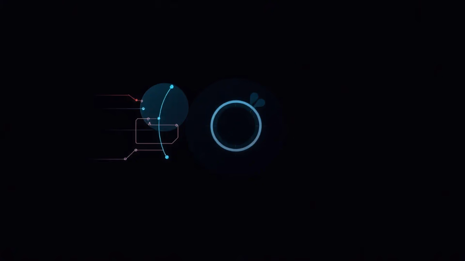 Minimalistische technische Illustration zur visuellen gestützten Gesichtserkennung