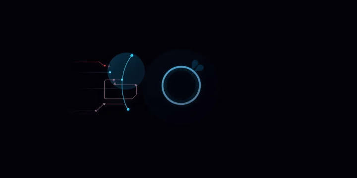 Minimalistische technische Illustration zur visuellen gestützten Gesichtserkennung