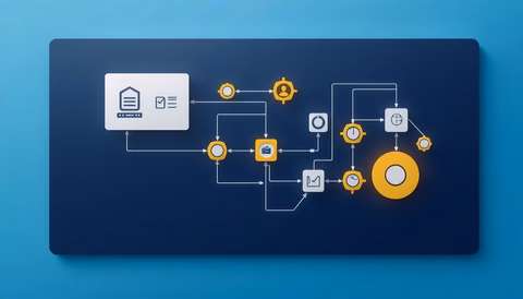 Technische Illustration der Workflow-Automatisierung in KI.