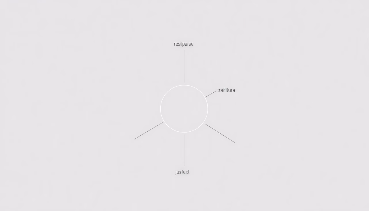 Balkendiagramm zeigt die Verteilung der Domain-Ungleichgewichte zwischen den drei Extraktoren resiliparse, trafilatura und jusText.