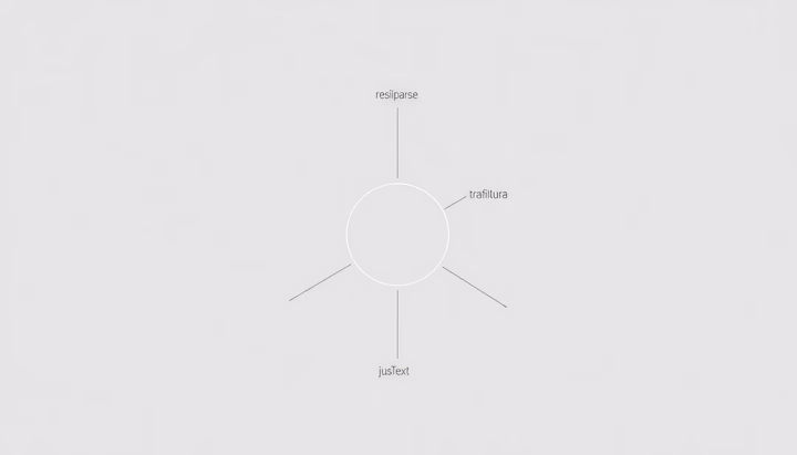 Balkendiagramm zeigt die Verteilung der Domain-Ungleichgewichte zwischen den drei Extraktoren resiliparse, trafilatura und jusText.