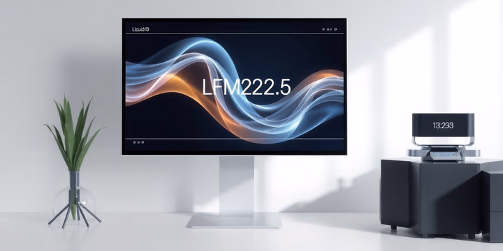 Grafische Darstellung des Liquid AI LFM2.5-2.6B Modells auf einem Bildschirm mit technologischen Elementen.