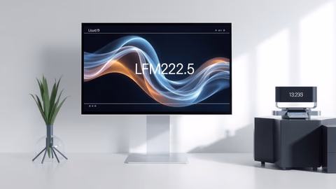 Grafische Darstellung des Liquid AI LFM2.5-2.6B Modells auf einem Bildschirm mit technologischen Elementen.