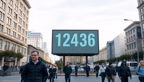 Billboard in San Francisco mit kryptischen Zahlen, das für eine Rekrutierungskampagne von Listen Labs wirbt.