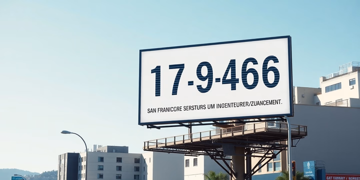 Billboard mit AI-Herausforderung in San Francisco, das Zahlen anzeigt.