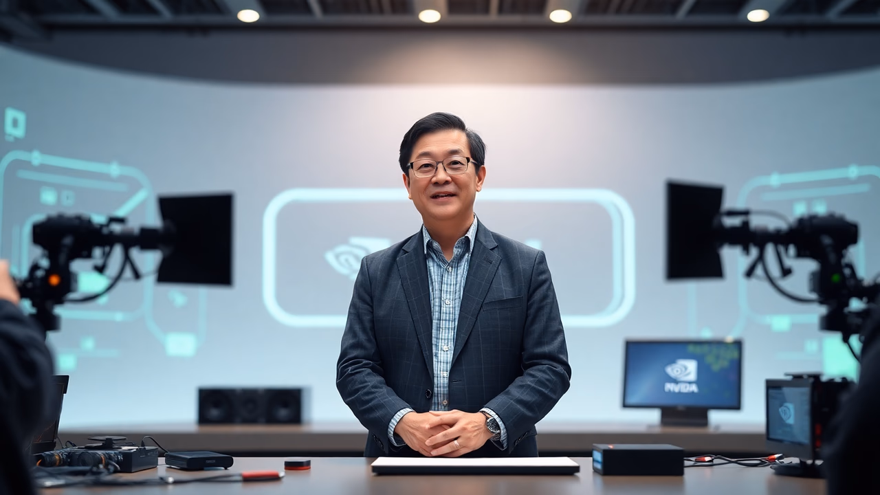 Jensen Huang, CEO von Nvidia Corp., spricht während einer Medienveranstaltung