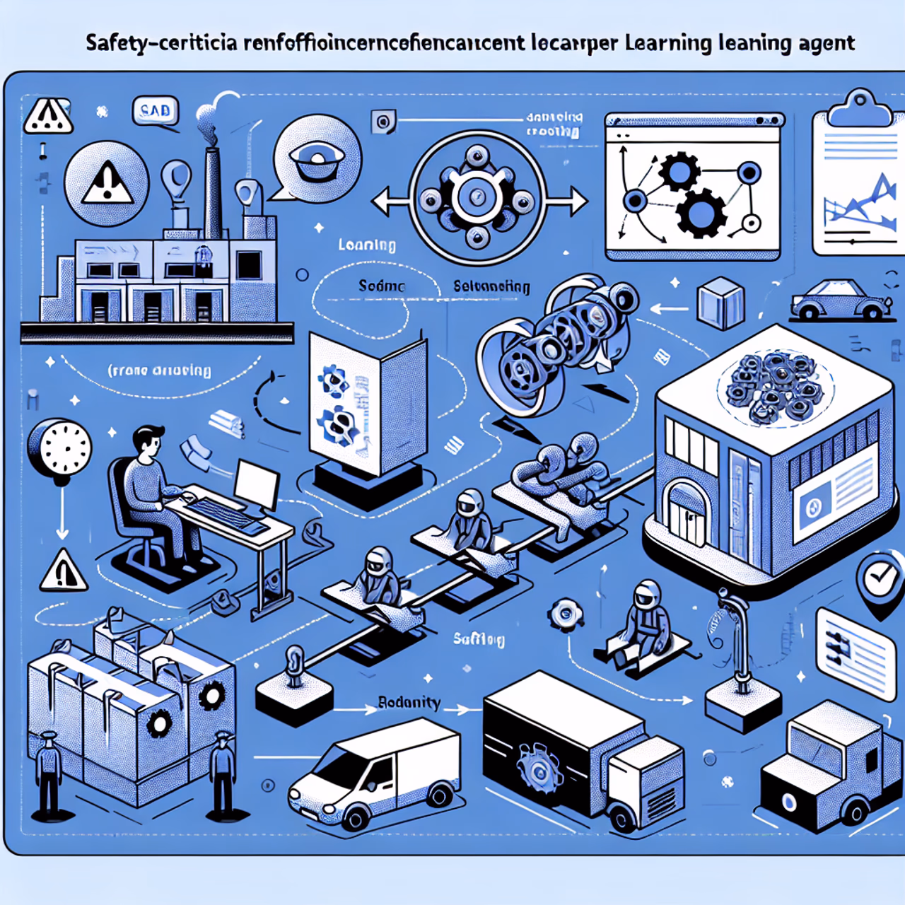 Ein grafisches Diagramm zur Darstellung des Trainingsprozesses sicherheitskritischer Verstärkungslernagenten.